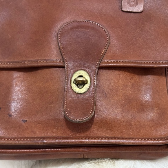 COACH Vintage 90s Station Bag British Tan Glove Tanned Leather Turnlock Handbag - Picture 4 of 16